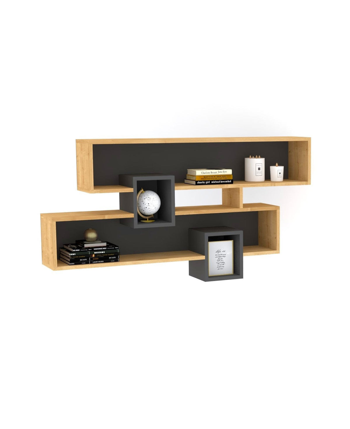 Ράφι Τοίχου Stoli Sapphire - Ανθρακί 120x22x72.2 εκ. Μελαμίνης