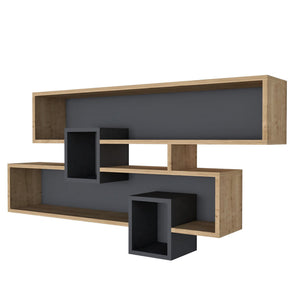 Ράφι Τοίχου Stoli Sapphire - Ανθρακί 120x22x72.2 εκ. Μελαμίνης
