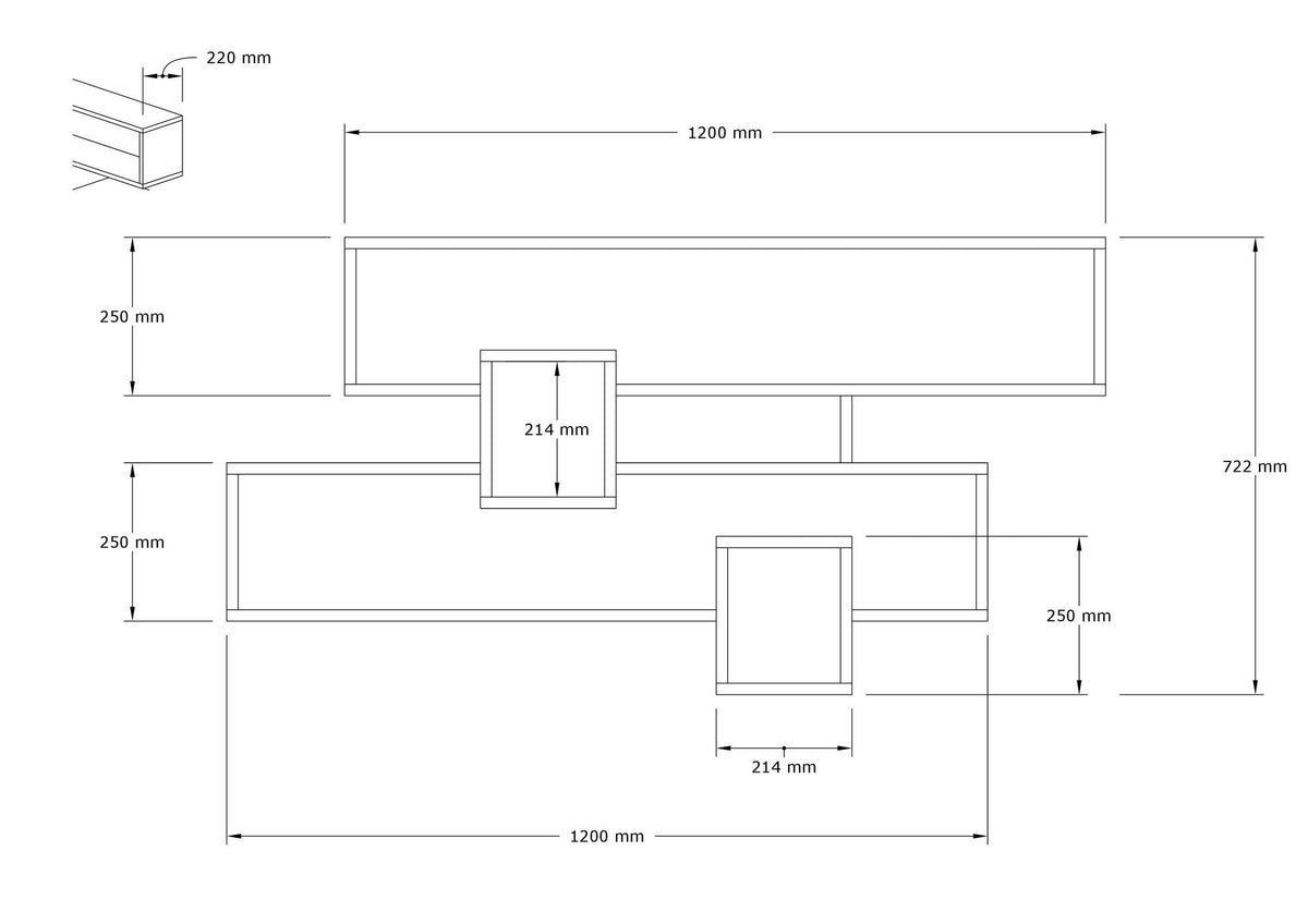 Ράφι Τοίχου Stoli Sapphire - Ανθρακί 120x22x72.2 εκ. Μελαμίνης