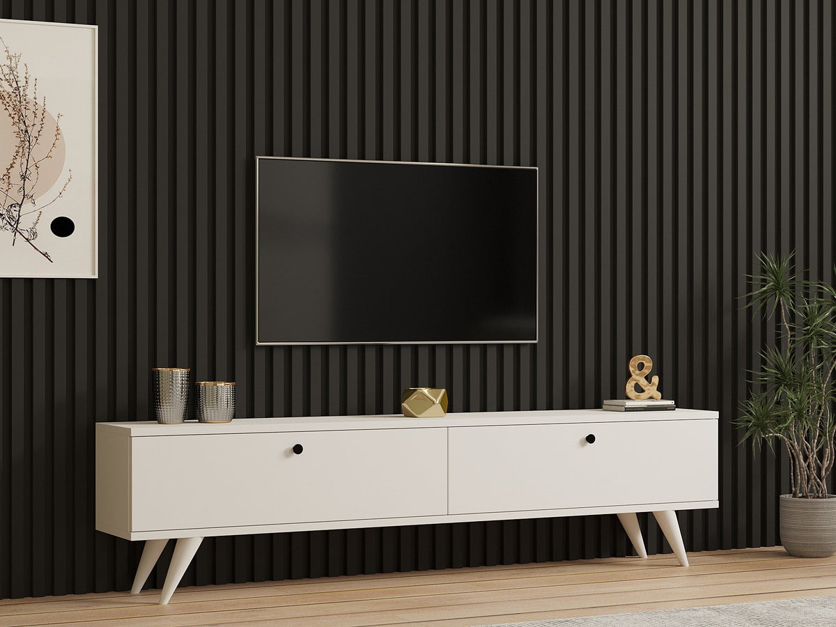 Έπιπλο Τηλεόρασης Tinos Με Λευκό 160x25x40 εκ. Μελαμίνης