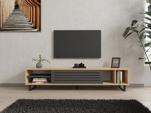 Έπιπλο Τηλεόρασης Kokkari Με Ράφια Sapphire - Ανθρακί 160x40x35 εκ. Μελαμίνης