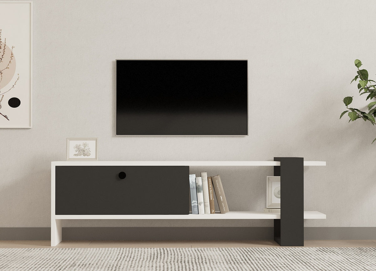Έπιπλο Τηλεόρασης Stoupa Ανθρακί - Λευκό 120x25x36.8 εκ. Μελαμίνης
