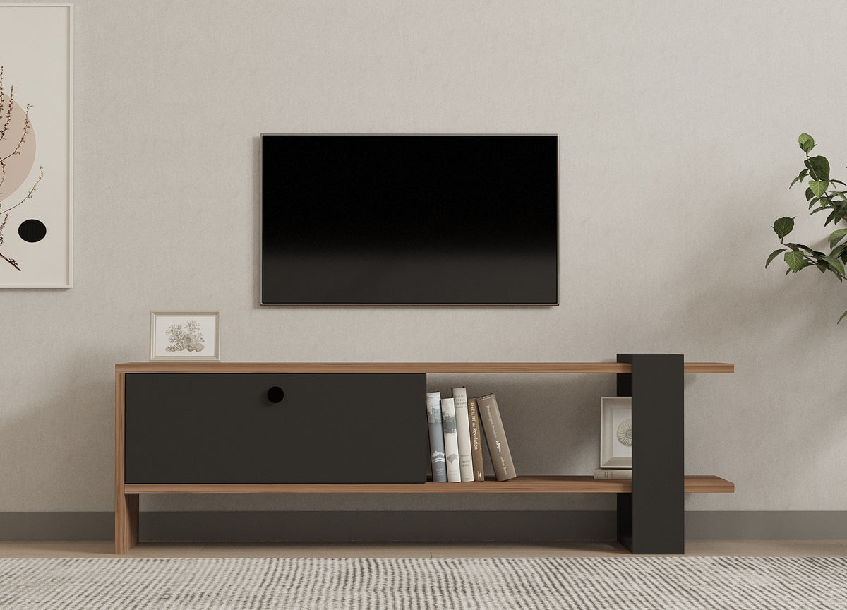 Έπιπλο Τηλεόρασης Aperi Δρυς - Ανθρακί 120x25x36.8 εκ. Μελαμίνης