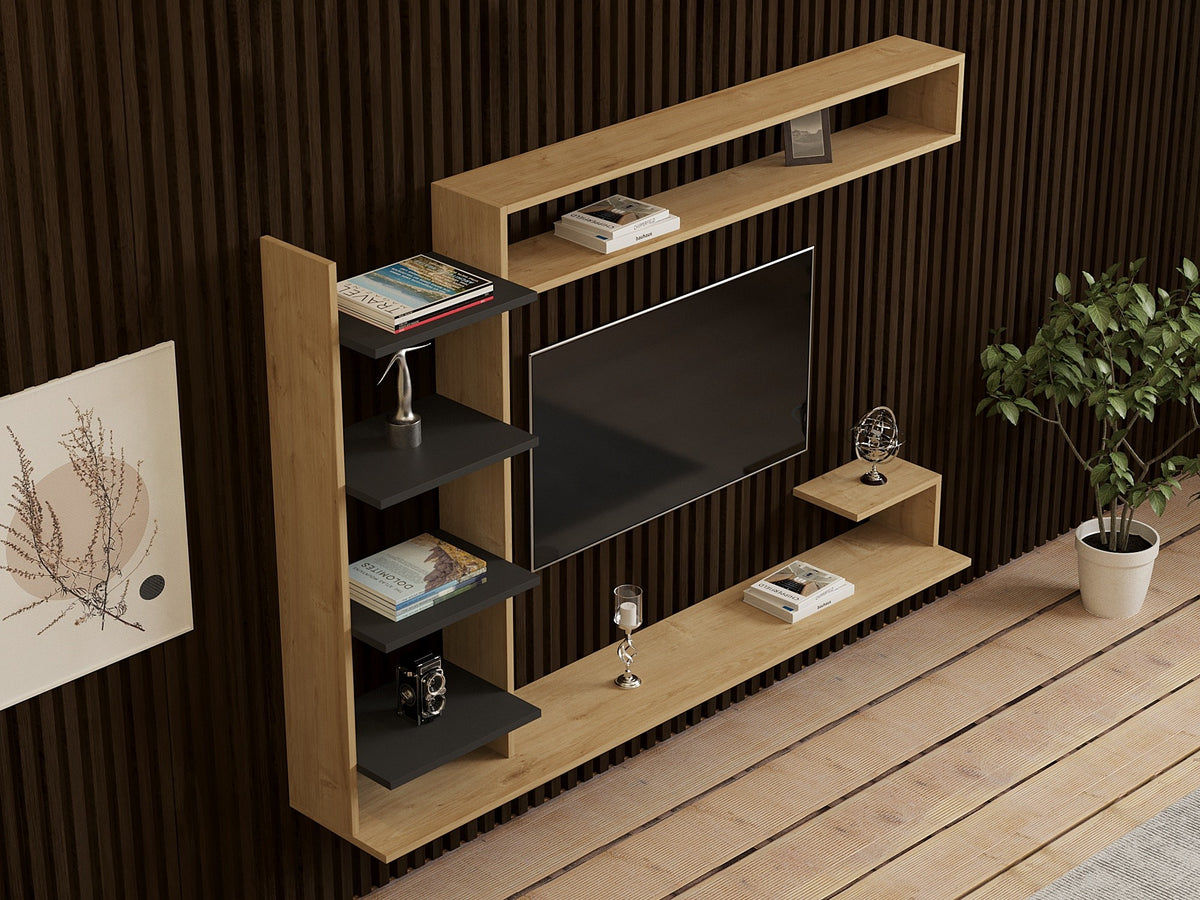 Σύνθεση Τηλεόρασης Diosmos Sapphire - Ανθρακί 180x29.6x121.8 εκ. Μελαμίνης
