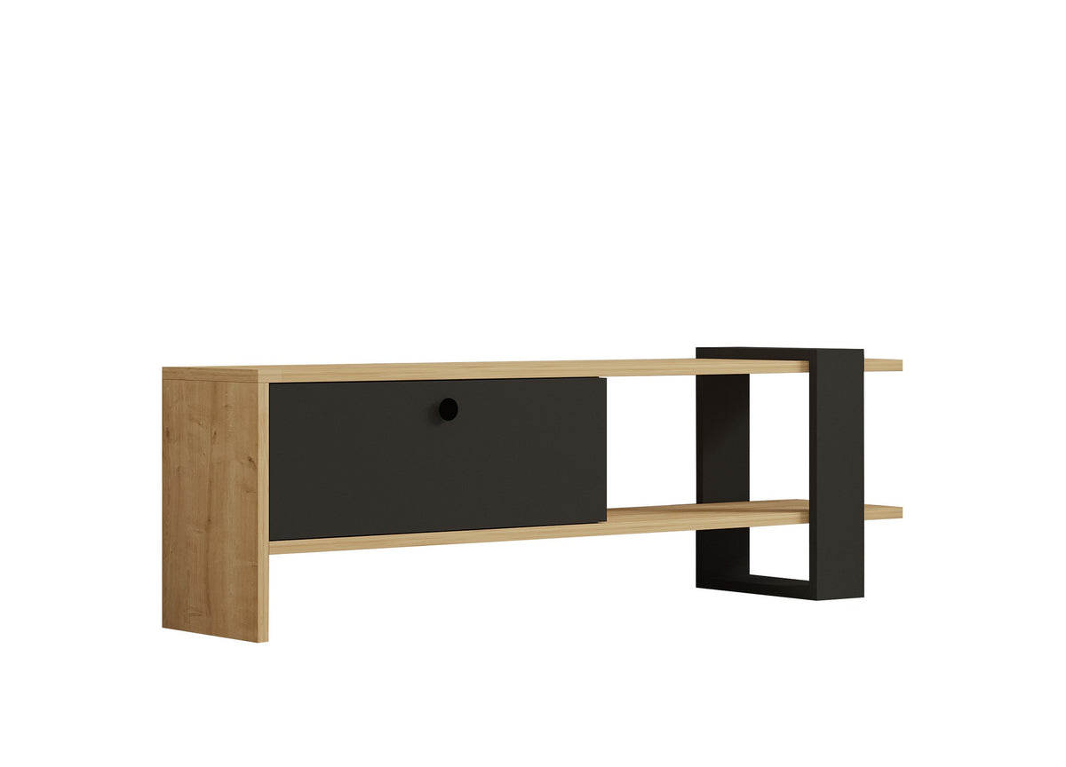 Έπιπλο Τηλεόρασης Kiotari Ανθρακί - Δρυς 120x25x36.8 εκ. Μελαμίνης