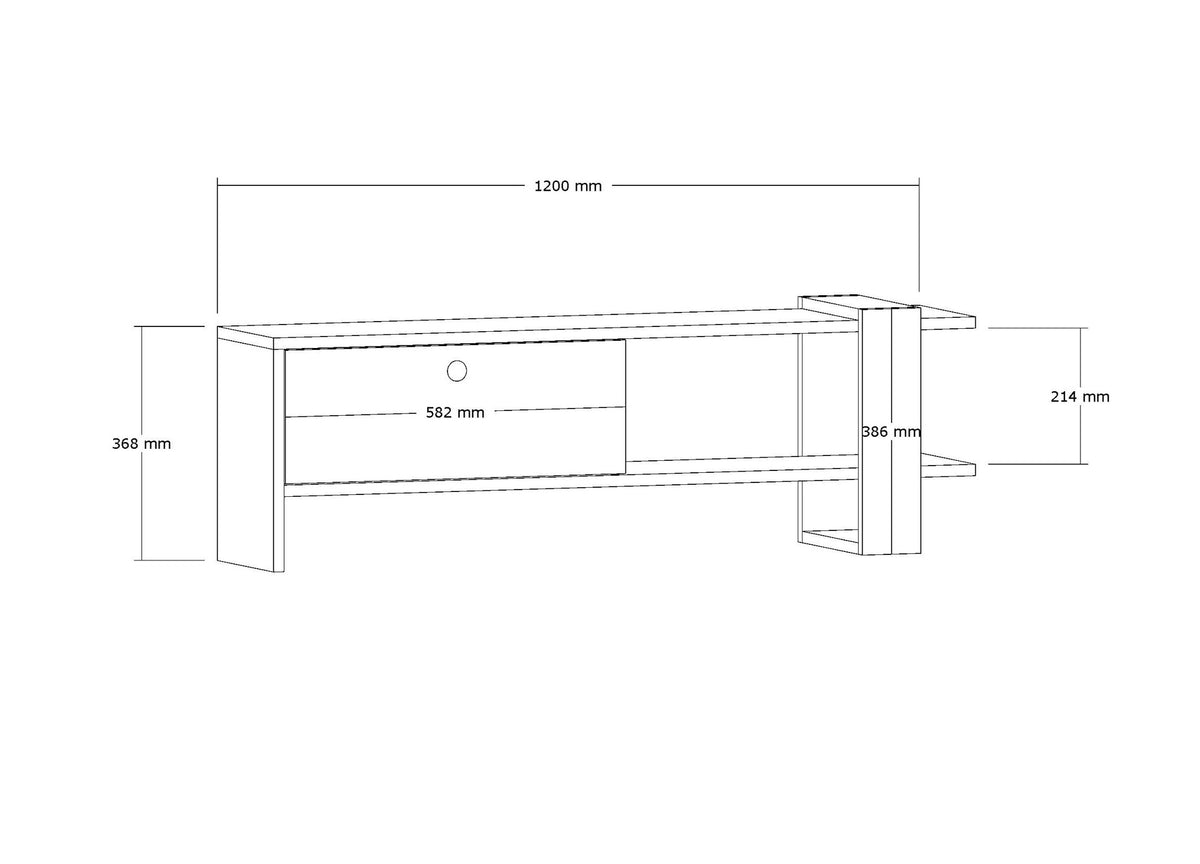 Έπιπλο Τηλεόρασης Kiotari Ανθρακί - Δρυς 120x25x36.8 εκ. Μελαμίνης