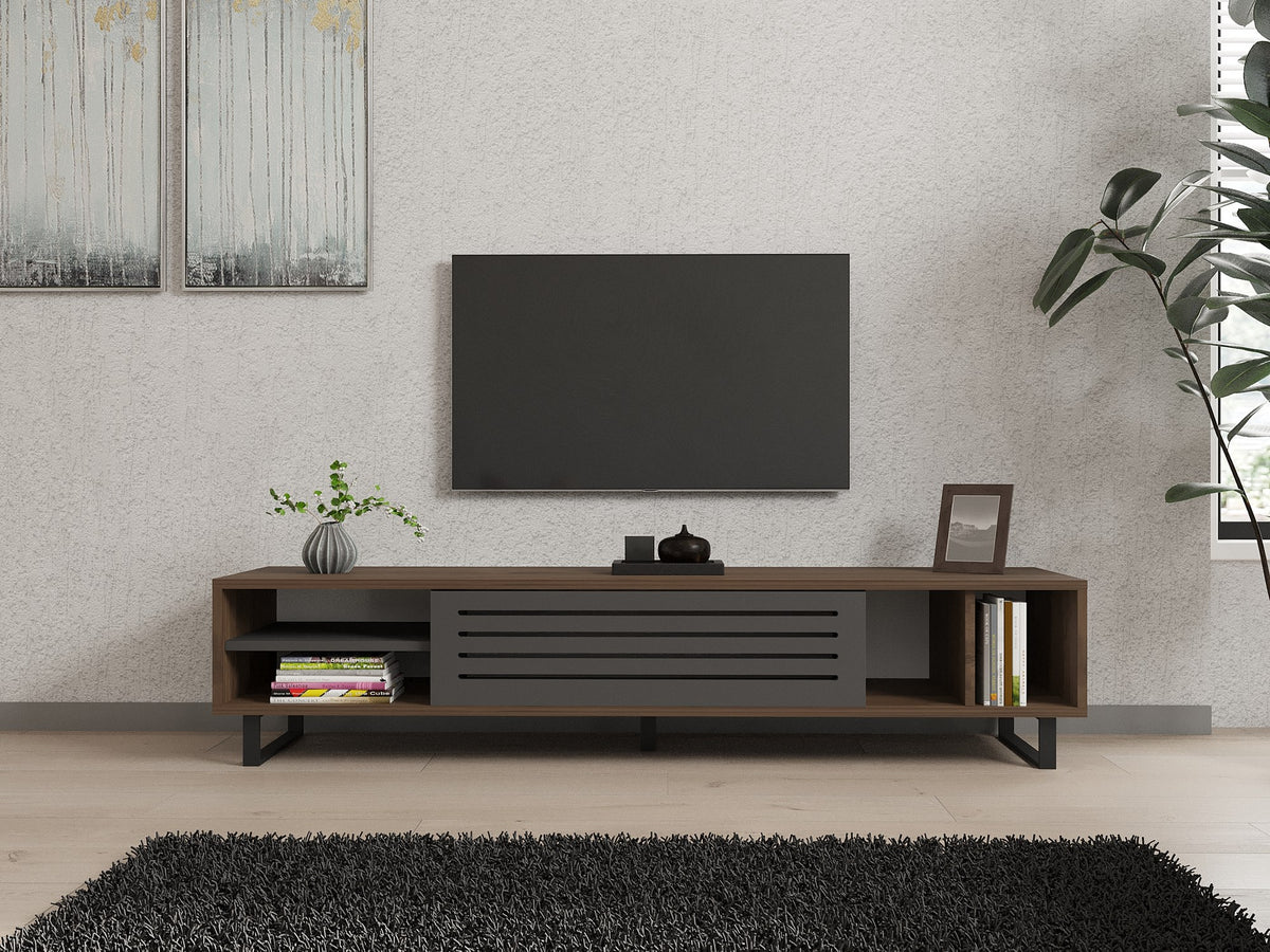 Έπιπλο Τηλεόρασης Samaria Καρυδί - Ανθρακί 160x40x35 εκ. Μελαμίνης