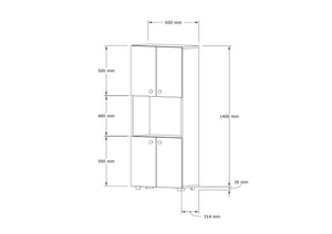Ντουλάπι Κουζίνας Olympos Καρυδί 60x31.4x140 εκ. Μελαμίνης