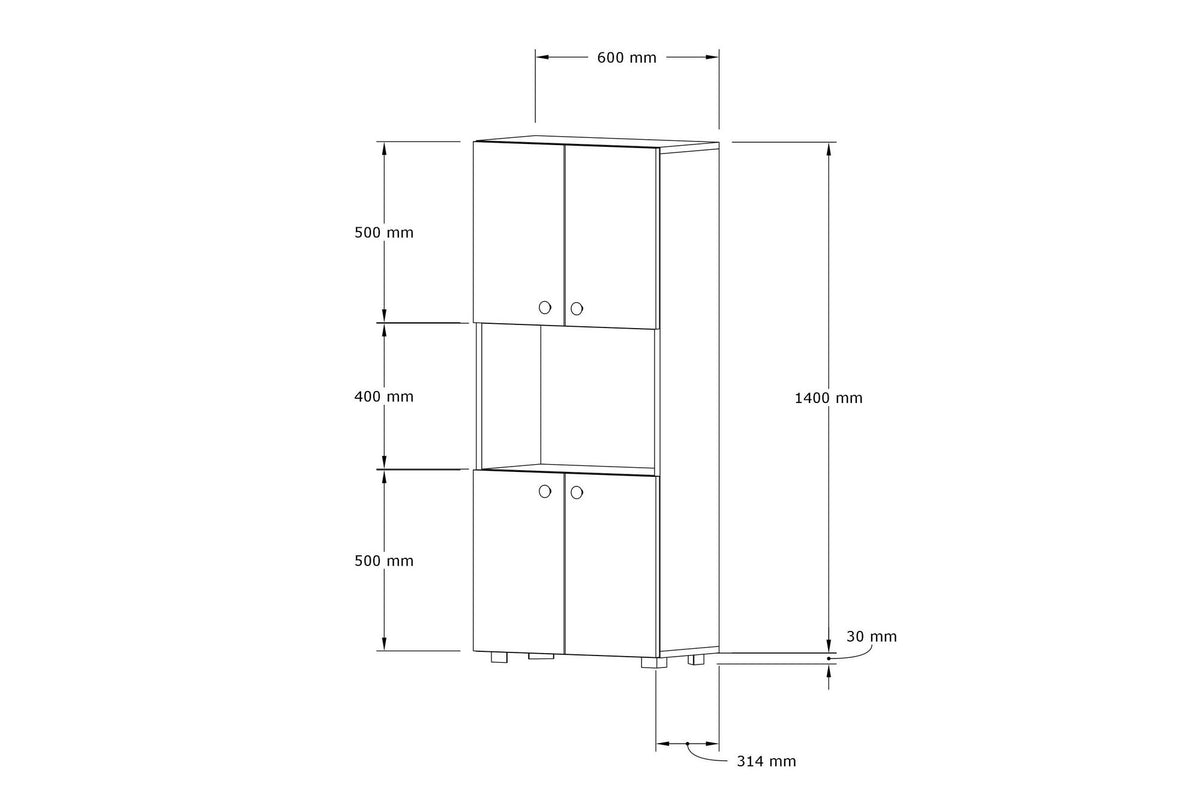Ντουλάπι Κουζίνας Ochthia Λευκό 60x31.4x140 εκ. Μελαμίνης
