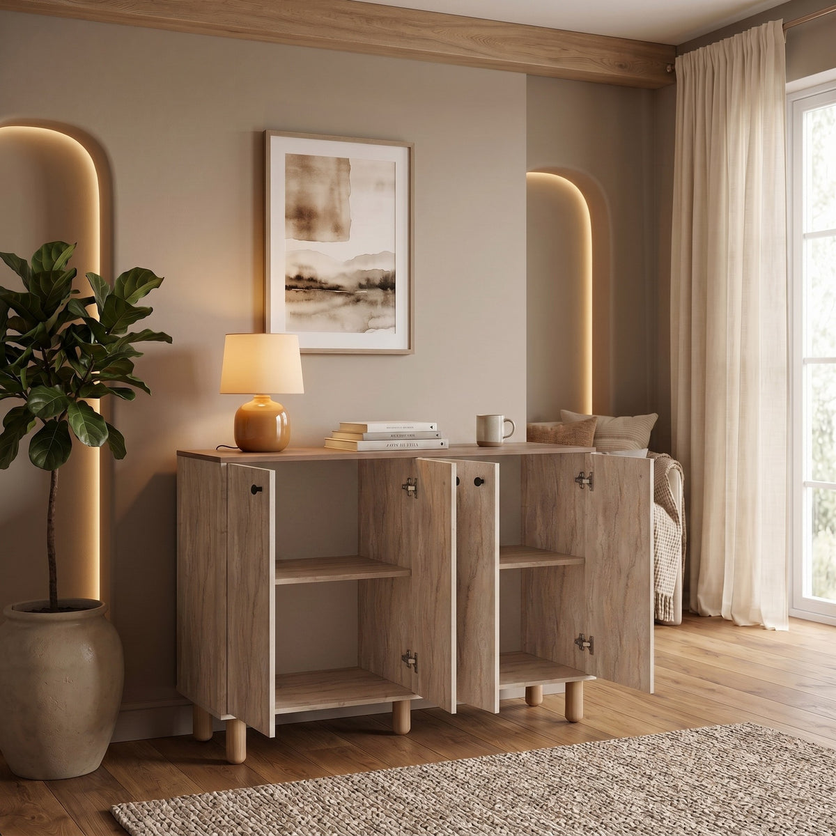 Κονσόλα Aethra Travertine - Καρυδί Venezia 150x29.6x100.82 εκ. Μελαμίνης