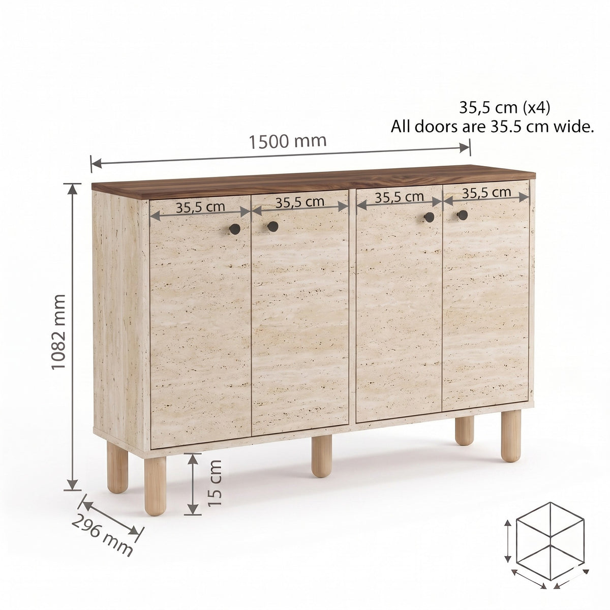 Κονσόλα Aethra Travertine - Καρυδί Venezia 150x29.6x100.82 εκ. Μελαμίνης
