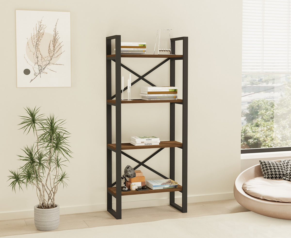Βιβλιοθήκη Prasies Καρυδί 66x32x150 εκ. Μελαμίνης