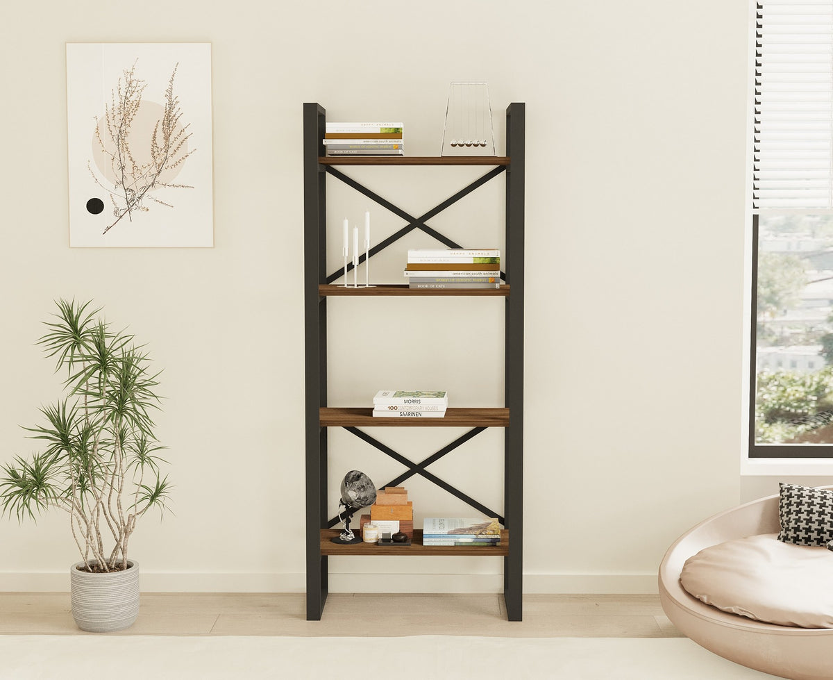 Βιβλιοθήκη Prasies Καρυδί 66x32x150 εκ. Μελαμίνης