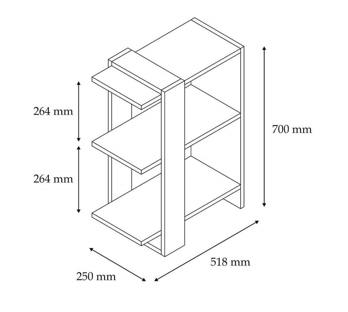Βιβλιοθήκη Aperi Δρυς - Ανθρακί 51.8x25x70 εκ. Μελαμίνης