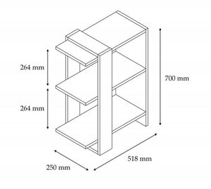 Βιβλιοθήκη Aperi Δρυς - Ανθρακί 51.8x25x70 εκ. Μελαμίνης