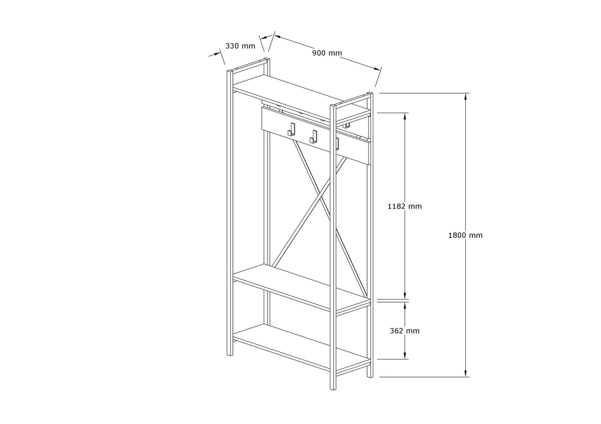 Έπιπλο Εισόδου Kamiros Sapphire 90x34x180 εκ. Μελαμίνης - Pakobazaar