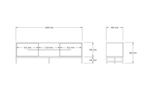Έπιπλο Τηλεόρασης Thasos Με Ράφια Καρυδί 160x40x50 εκ. Μελαμίνης