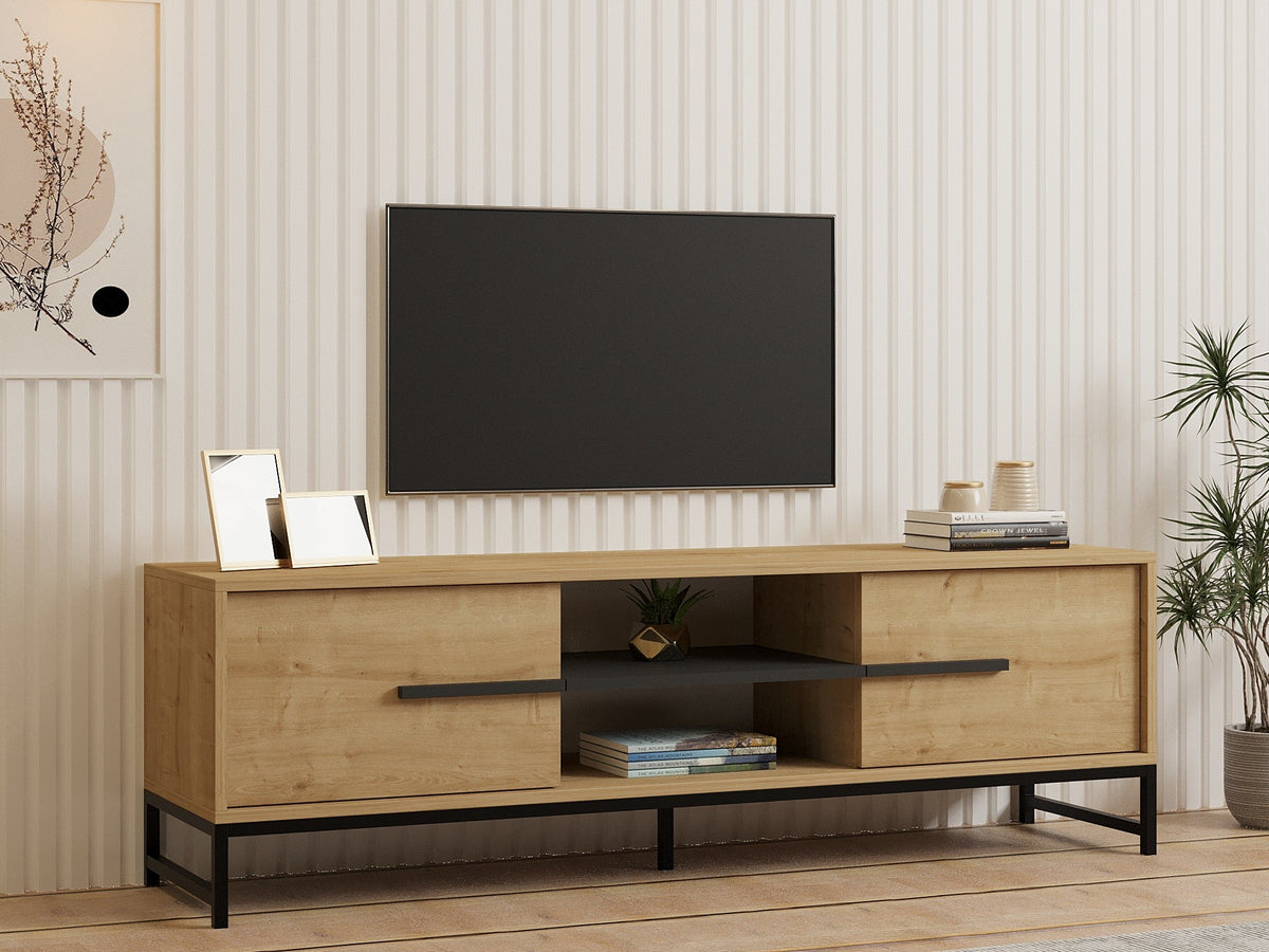 Έπιπλο Τηλεόρασης Thasos Με Ράφια Δρυς Sapphire 160x40x50 εκ. Μελαμίνης