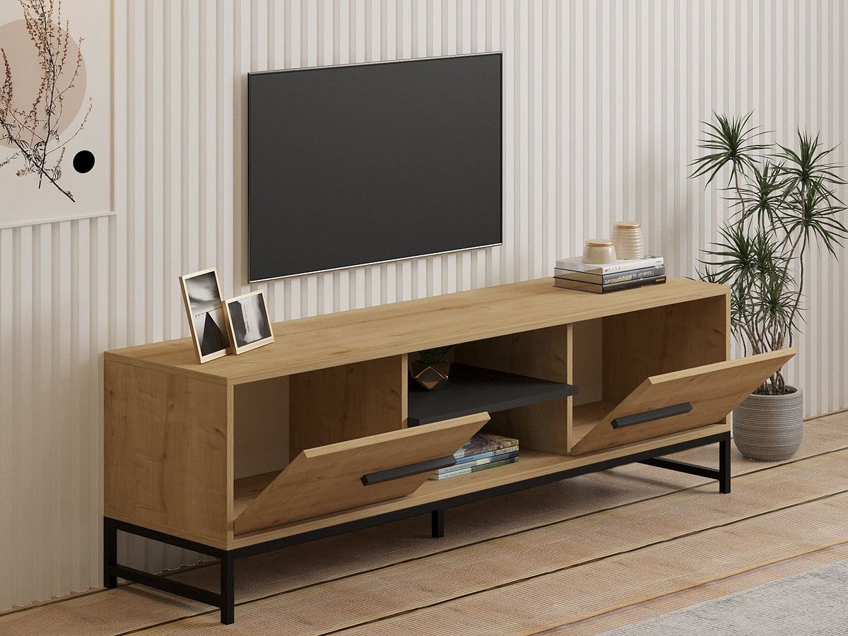 Έπιπλο Τηλεόρασης Thasos Με Ράφια Δρυς Sapphire 160x40x50 εκ. Μελαμίνης