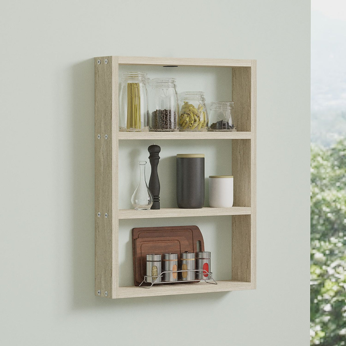 Ράφι Τοίχου Choirokoitia Travertine 43.2x9x60 εκ. Μελαμίνης