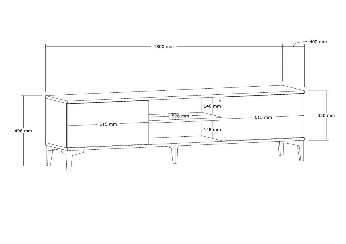 Έπιπλο Τηλεόρασης Sivota Καρυδί - Μαύρο 180x40x45 εκ. Μελαμίνης