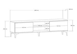 Έπιπλο Τηλεόρασης Sivota Καρυδί - Μαύρο 180x40x45 εκ. Μελαμίνης