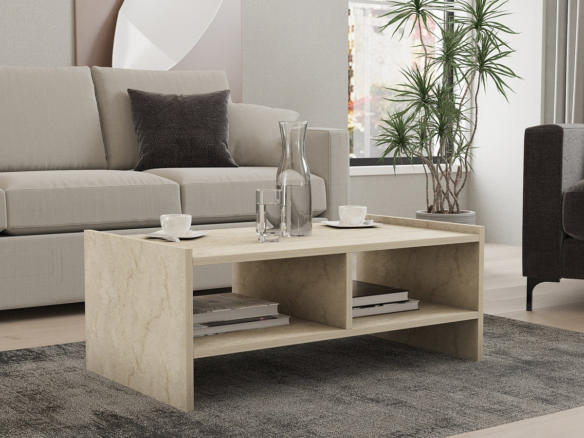 Τραπεζάκι Σαλονιού Adamas Travertine 90x50x35 εκ. Μελαμίνης
