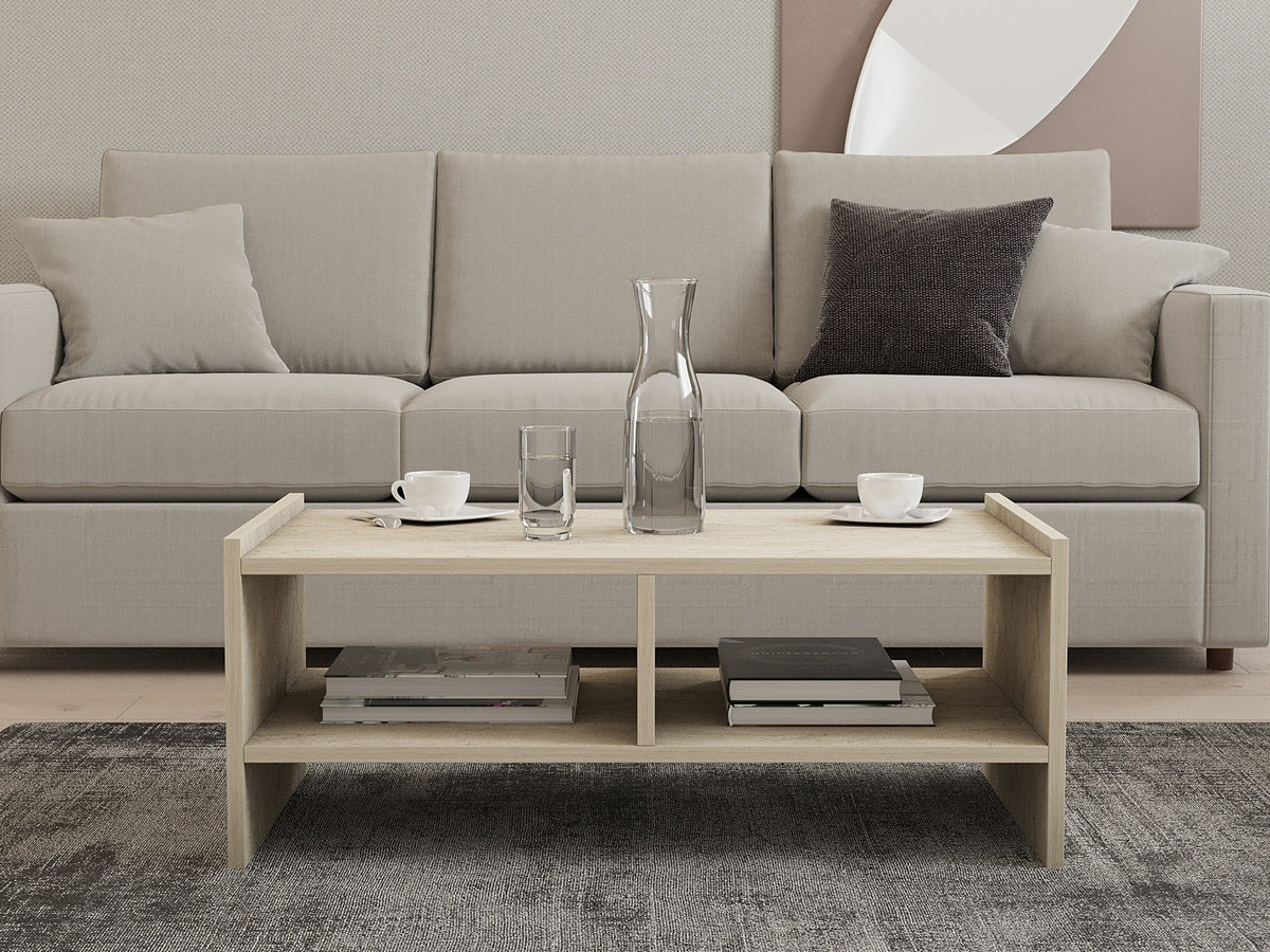 Τραπεζάκι Σαλονιού Adamas Travertine 90x50x35 εκ. Μελαμίνης