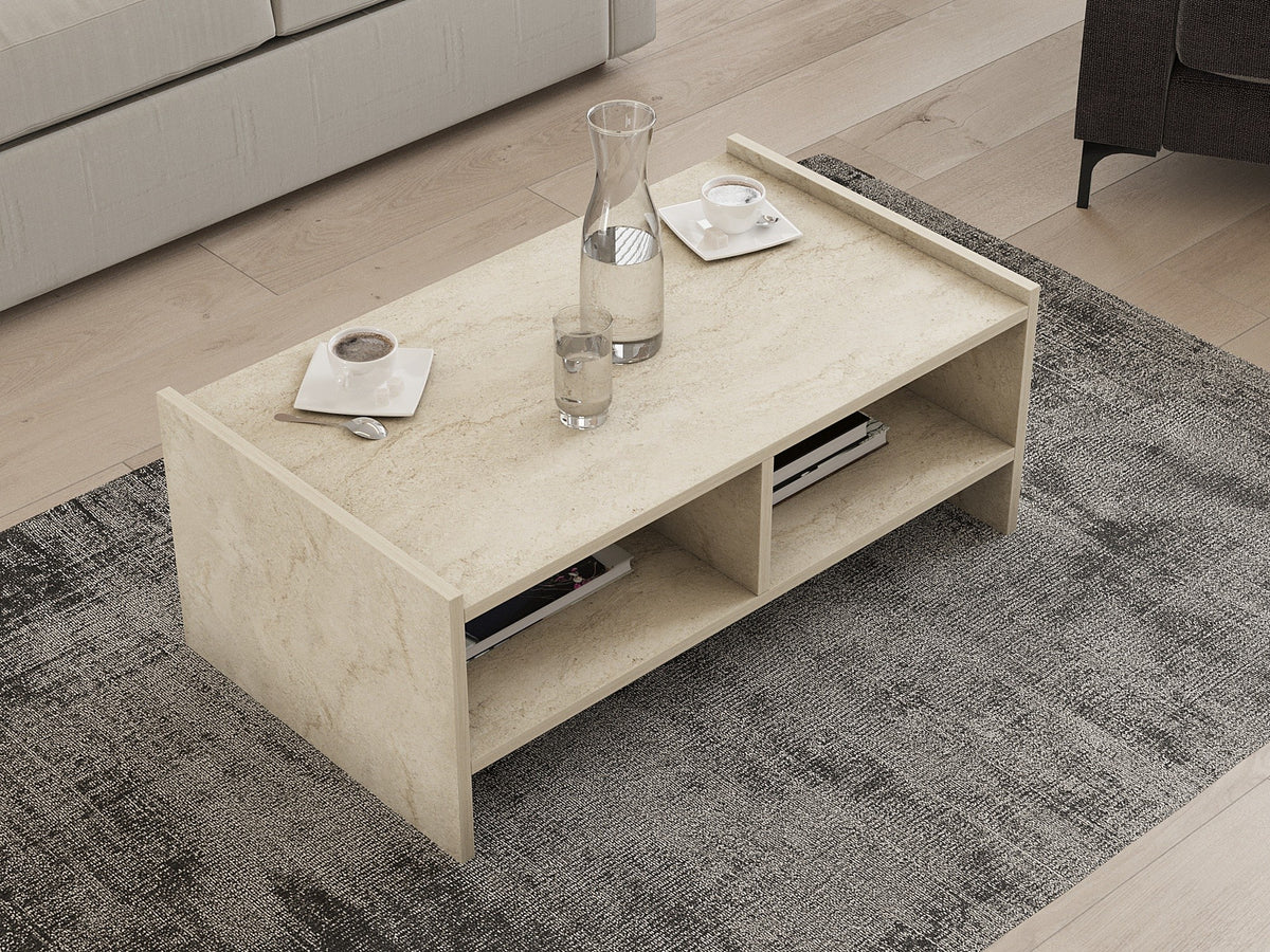 Τραπεζάκι Σαλονιού Adamas Travertine 90x50x35 εκ. Μελαμίνης
