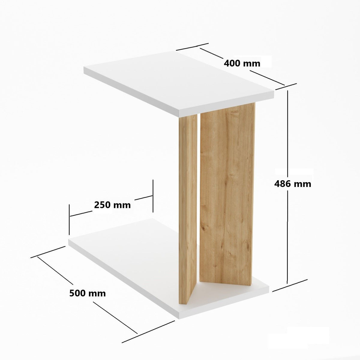 Βοηθητικό Τραπεζάκι Filiatres Δρυς Sapphire - Λευκό 25x50x48.6 εκ. Μελαμίνης