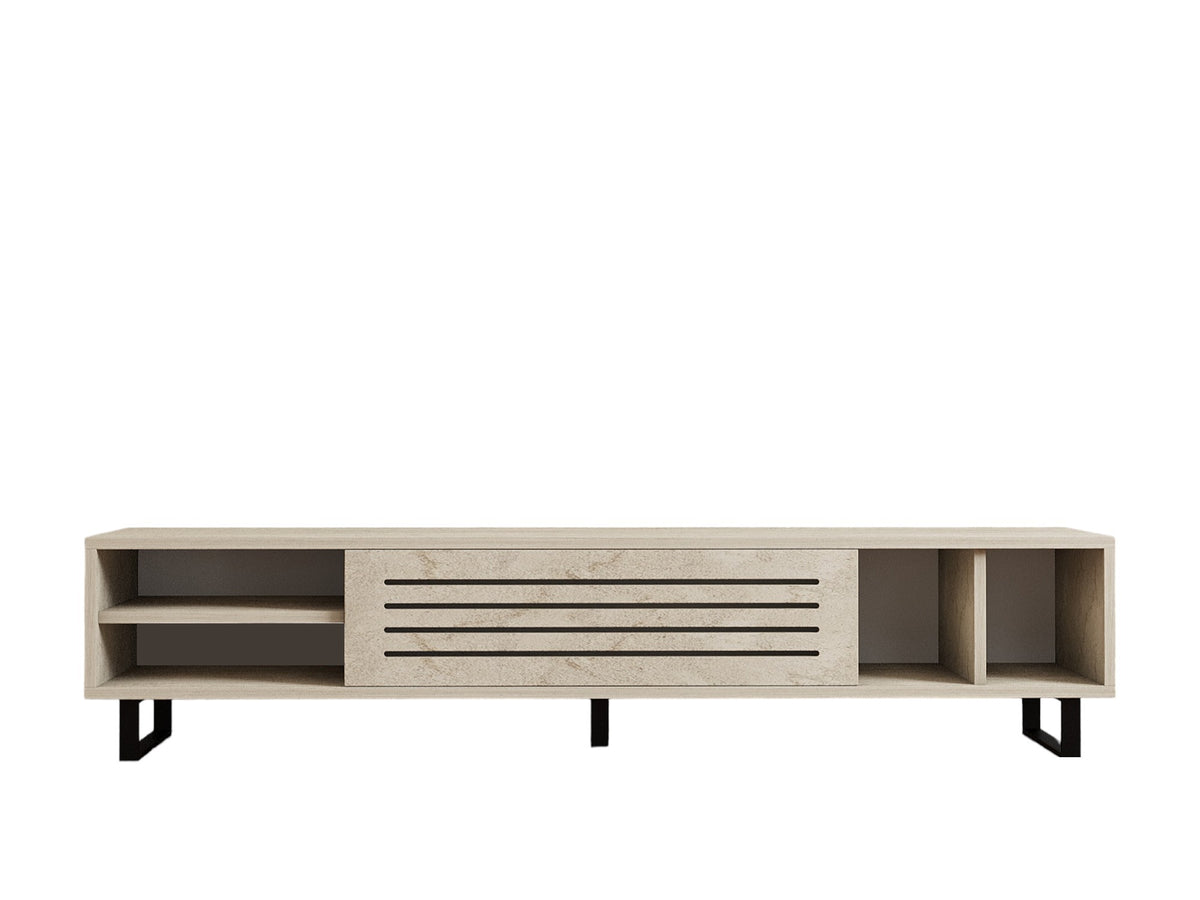 Έπιπλο Τηλεόρασης Kokkari Με Ράφια Travertine 160x40x35 εκ. Μελαμίνης