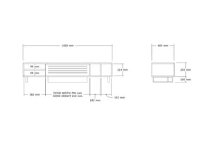 Έπιπλο Τηλεόρασης Kokkari Με Ράφια Travertine 160x40x35 εκ. Μελαμίνης