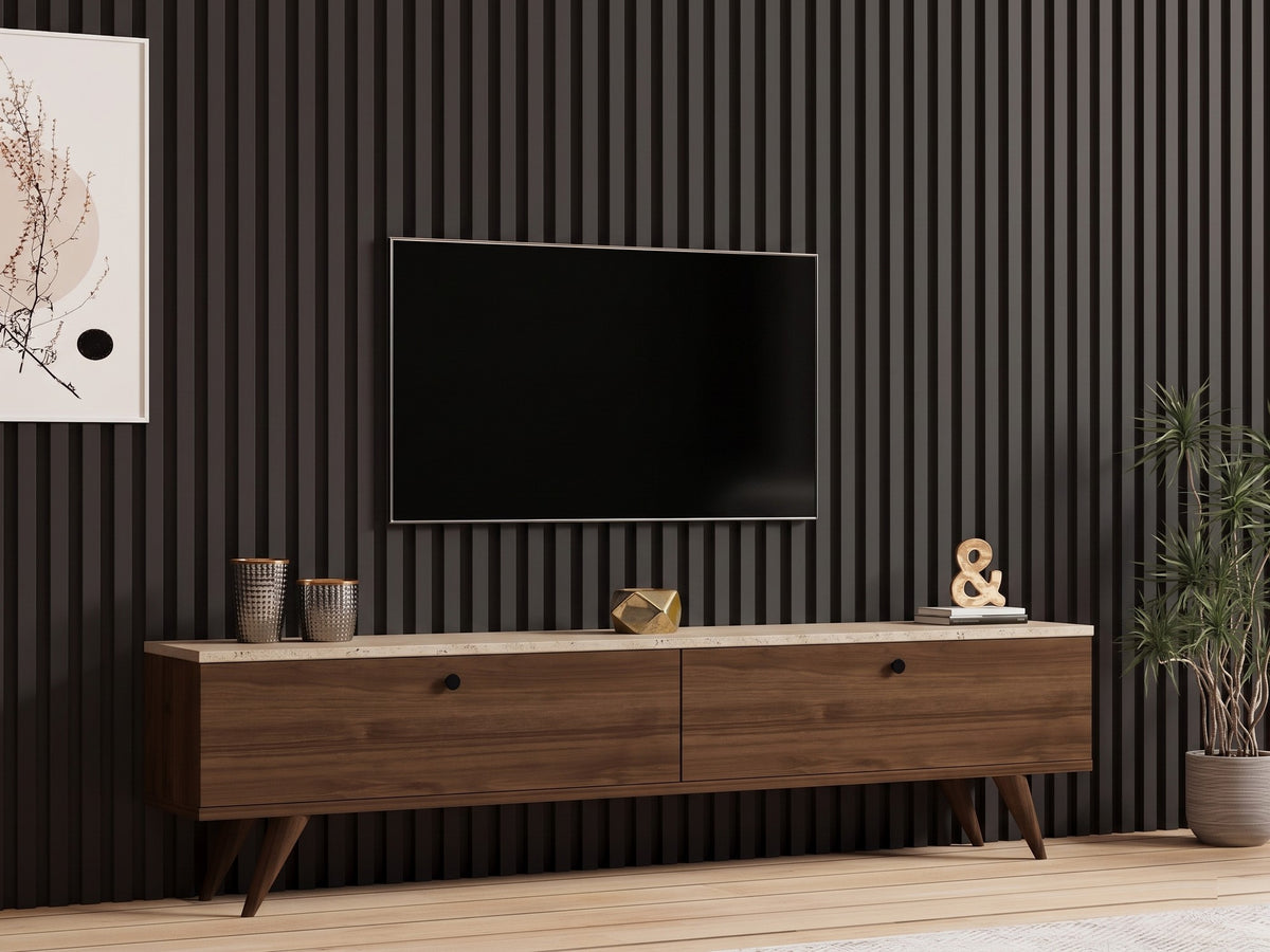 Έπιπλο Τηλεόρασης Tinos Καρυδί - Travertine 160x25x40 εκ. Μελαμίνης