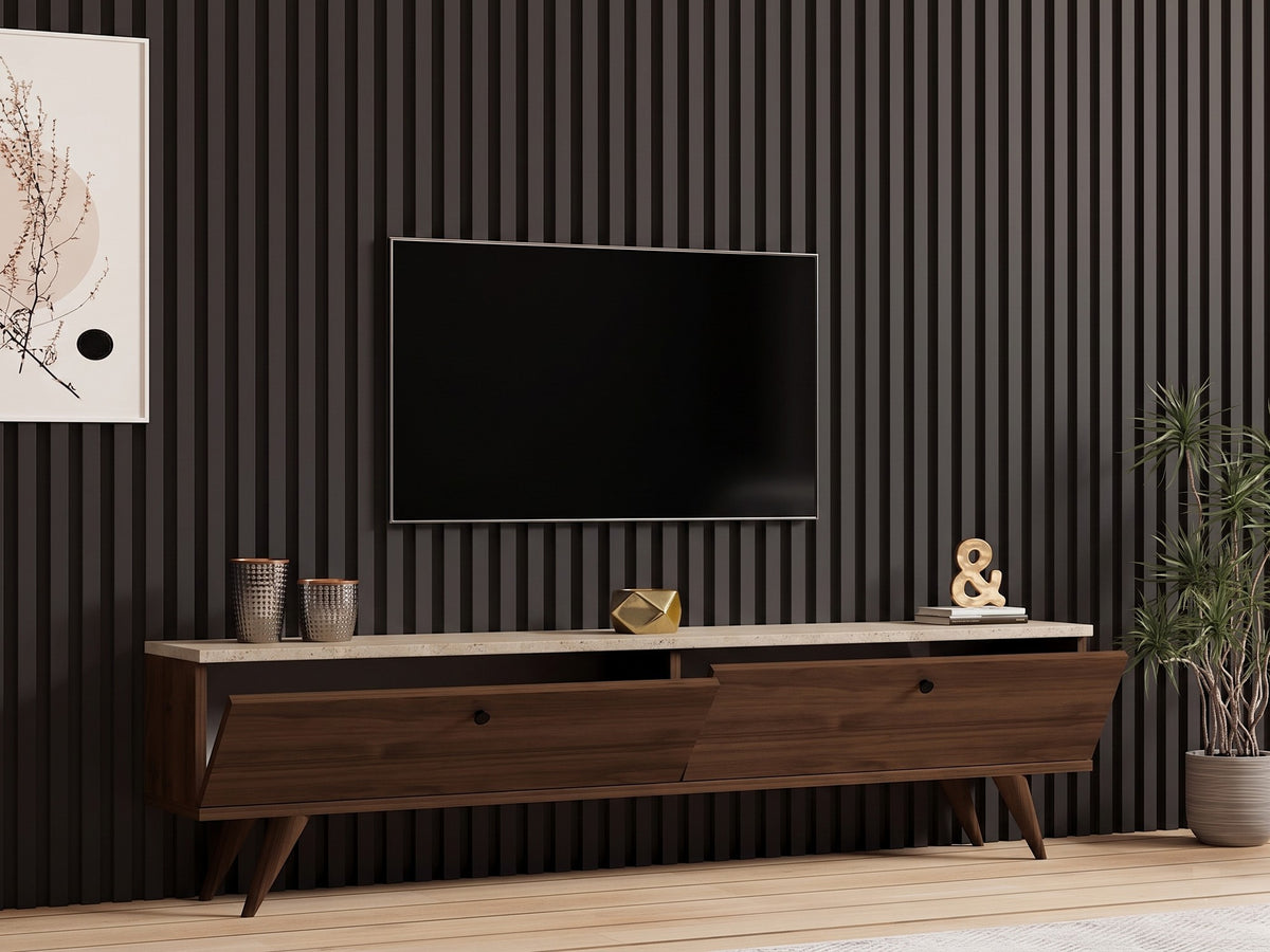 Έπιπλο Τηλεόρασης Tinos Καρυδί - Travertine 160x25x40 εκ. Μελαμίνης