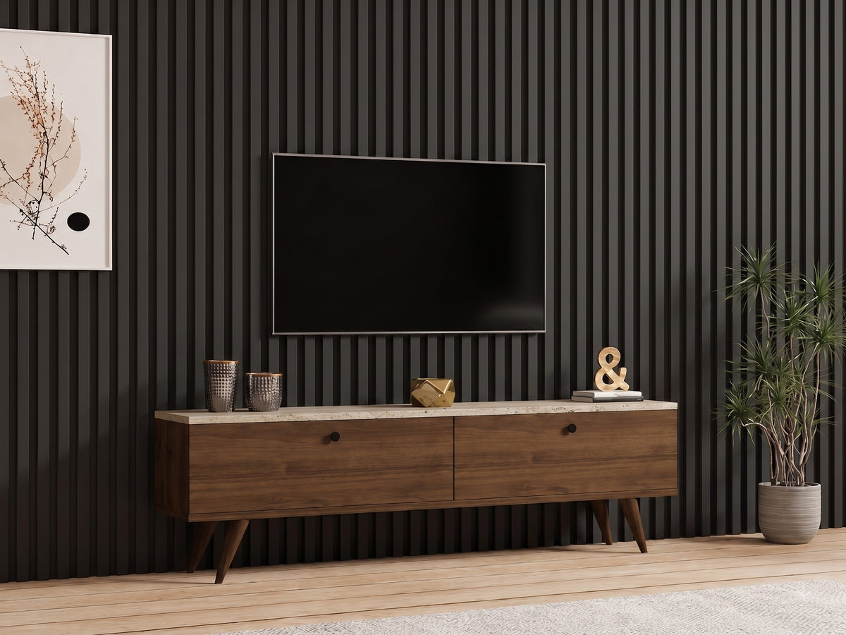Έπιπλο Τηλεόρασης Tinos Καρυδί - Travertine 140x25x40 εκ. Μελαμίνης