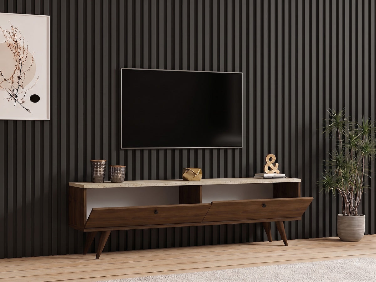 Έπιπλο Τηλεόρασης Tinos Καρυδί - Travertine 140x25x40 εκ. Μελαμίνης