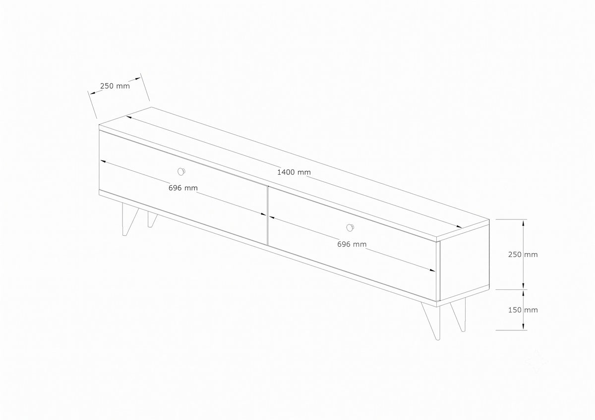 Έπιπλο Τηλεόρασης Tinos Καρυδί - Travertine 140x25x40 εκ. Μελαμίνης