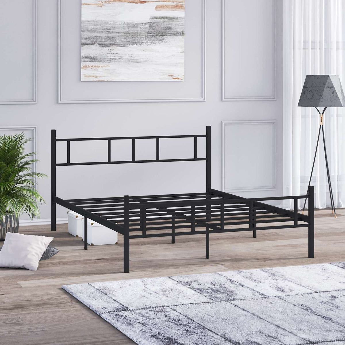 Διπλό Κρεβάτι Katafygio Μαύρο 160x200x88 εκ. Μετάλλου