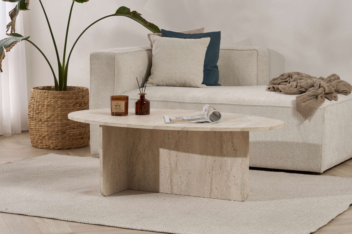 Τραπεζάκι Σαλονιού Zoni Travertine 120x65x40 εκ. Μελαμίνης