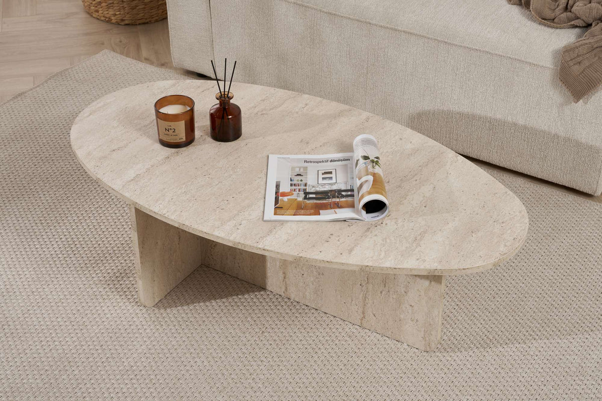 Τραπεζάκι Σαλονιού Zoni Travertine 120x65x40 εκ. Μελαμίνης