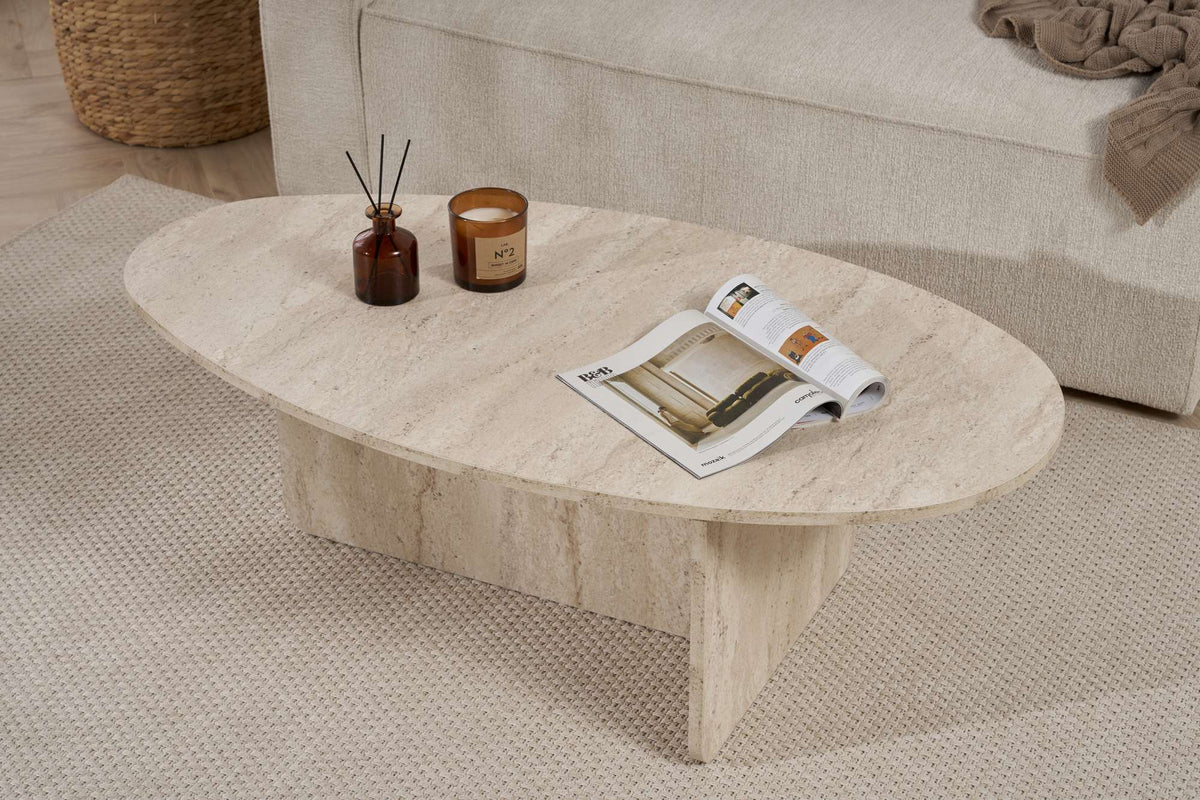 Τραπεζάκι Σαλονιού Zoni Travertine 120x65x40 εκ. Μελαμίνης