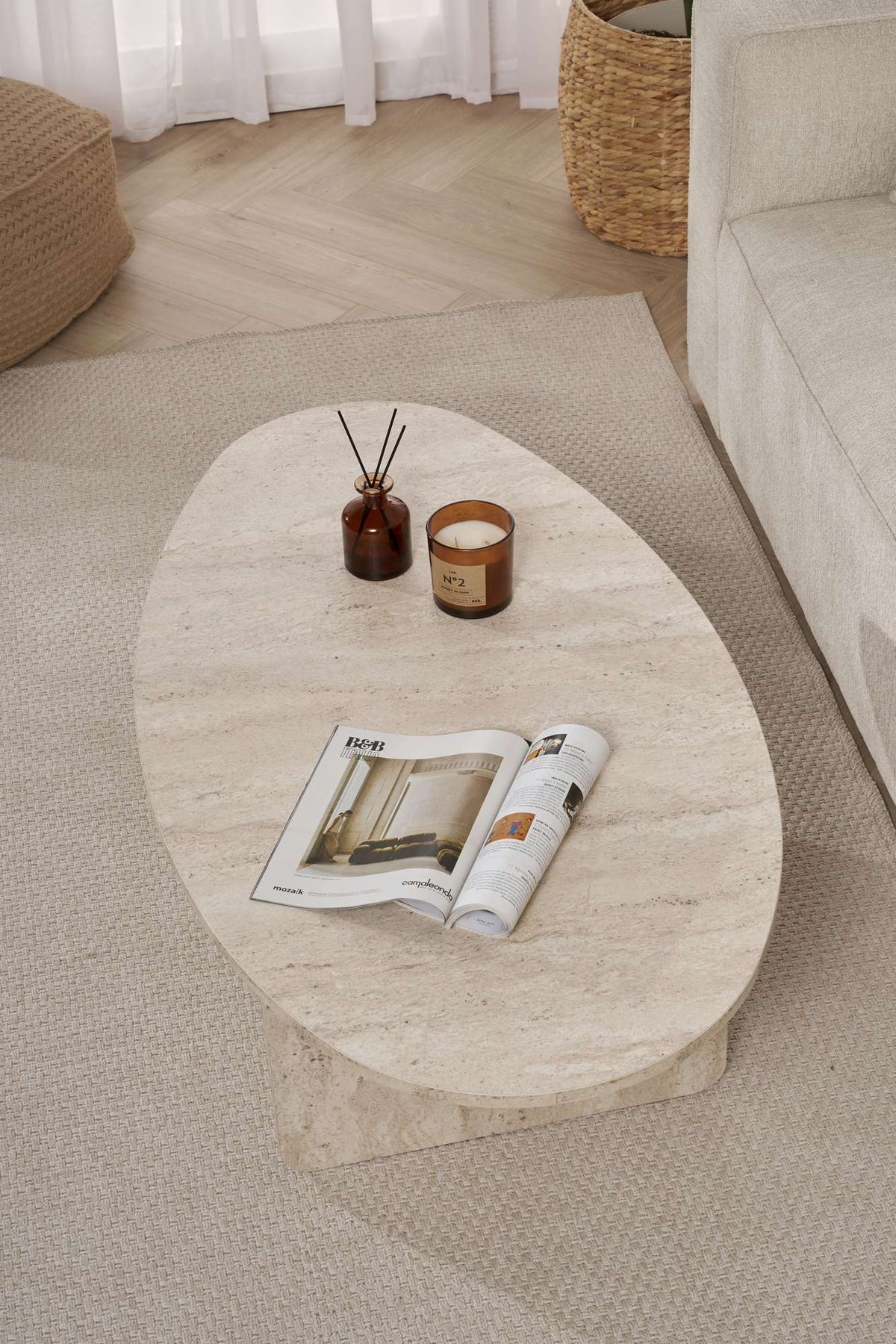 Τραπεζάκι Σαλονιού Zoni Travertine 120x65x40 εκ. Μελαμίνης