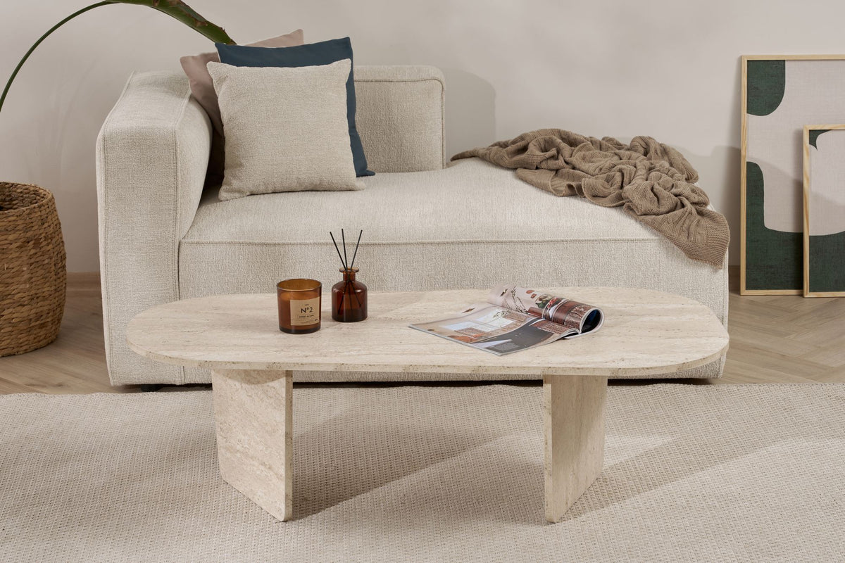 Τραπεζάκι Σαλονιού Ammoudia Travertine 130x65x40 εκ. Μελαμίνης