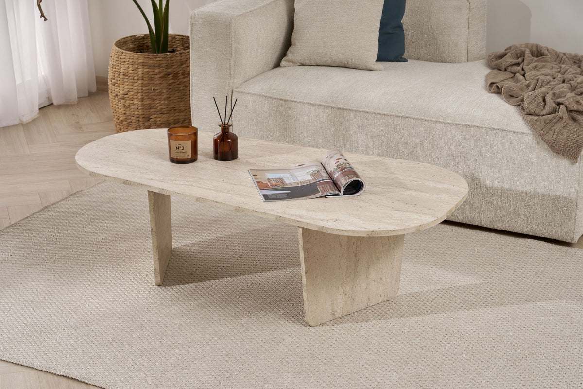 Τραπεζάκι Σαλονιού Ammoudia Travertine 130x65x40 εκ. Μελαμίνης