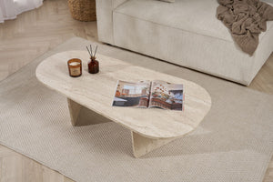 Τραπεζάκι Σαλονιού Ammoudia Travertine 130x65x40 εκ. Μελαμίνης