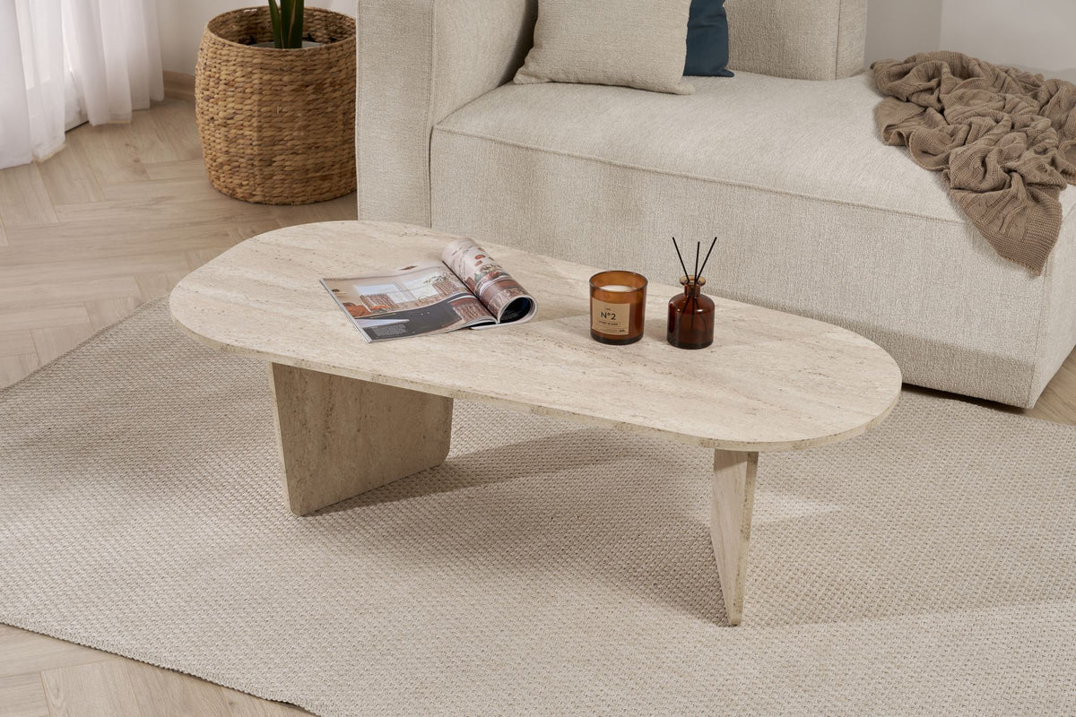 Τραπεζάκι Σαλονιού Ammoudia Travertine 130x65x40 εκ. Μελαμίνης