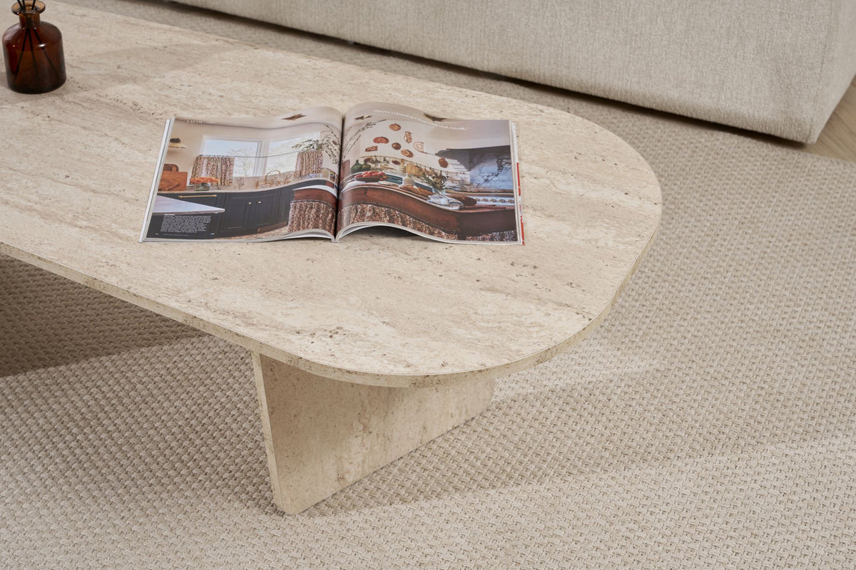 Τραπεζάκι Σαλονιού Ammoudia Travertine 130x65x40 εκ. Μελαμίνης