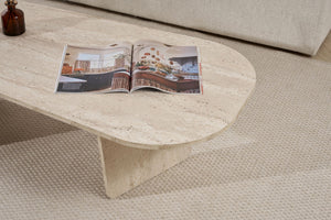 Τραπεζάκι Σαλονιού Ammoudia Travertine 130x65x40 εκ. Μελαμίνης