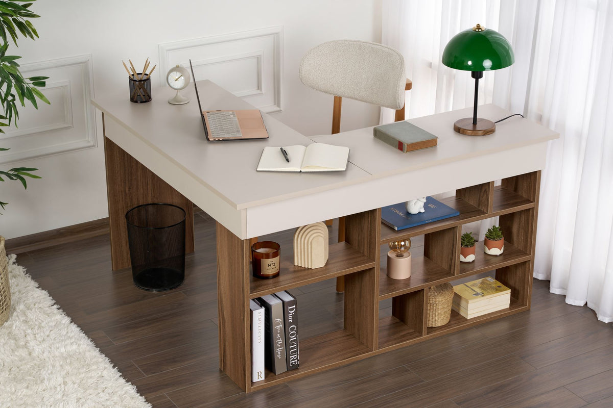 Γραφείο Mouresi Cashmere - Καρυδί 130x120x72 εκ. Μελαμίνης