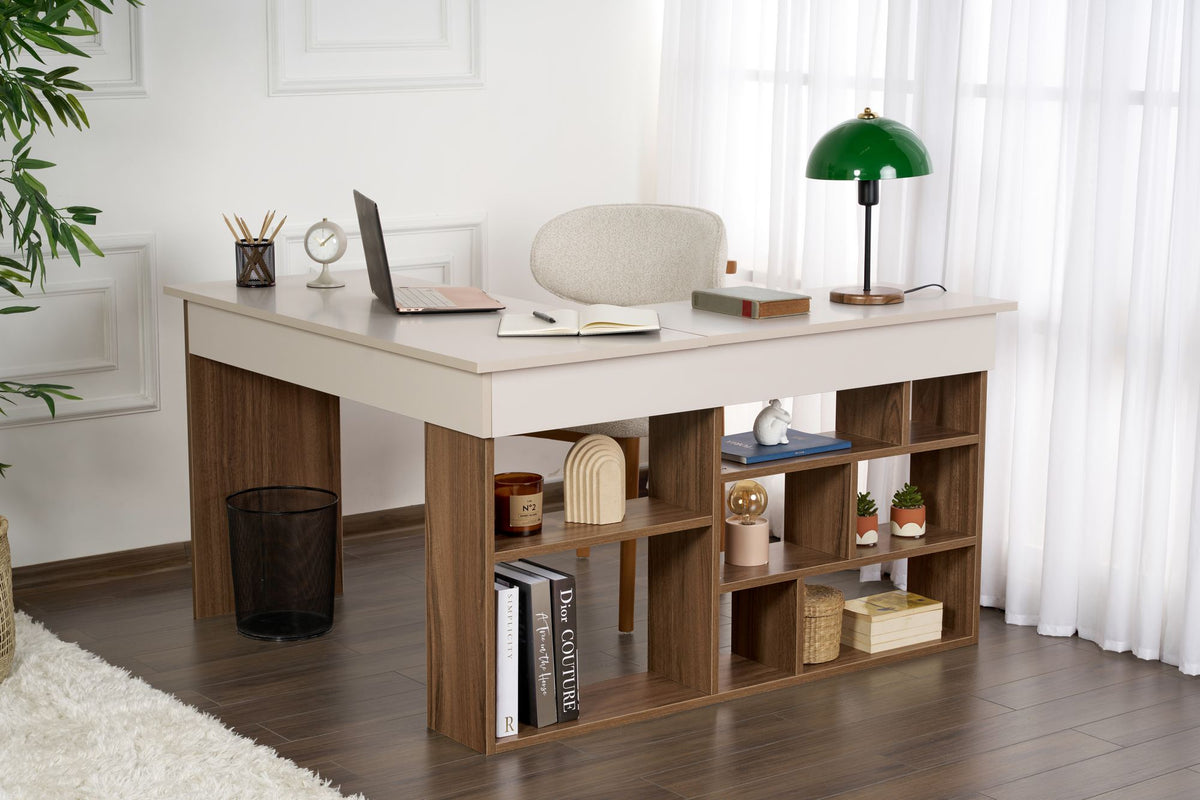 Γραφείο Mouresi Cashmere - Καρυδί 130x120x72 εκ. Μελαμίνης
